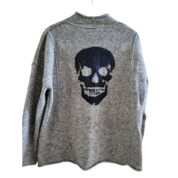 Skull Cashmere Gray Wool Cashmere blend Sweater size Small Skull graphic on back - Picture 1 of 8